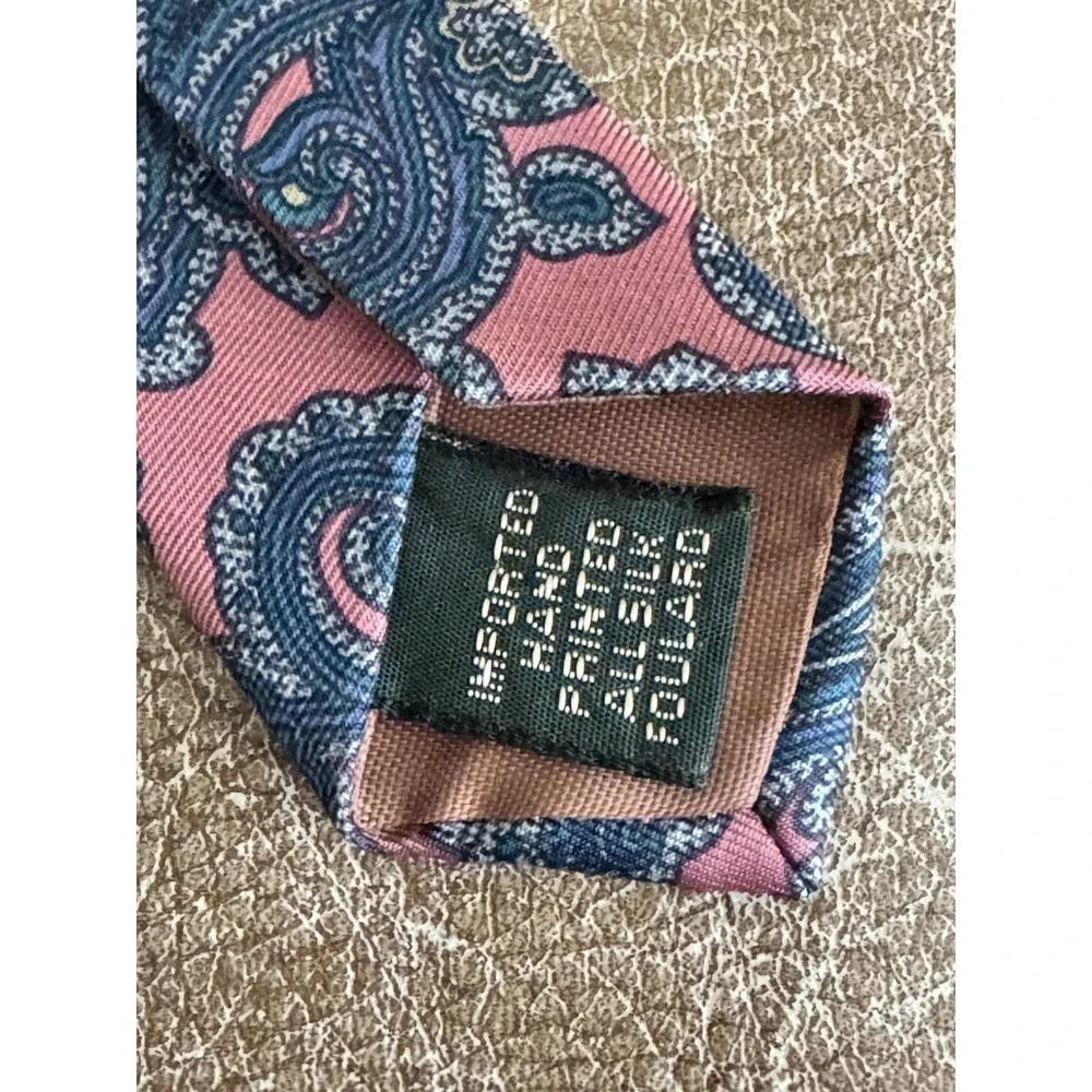 Bert Pulitzer Blue Green 100%‎ Silk Men's Neck Tie Foleys Blue Pink Paisley